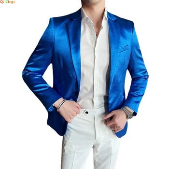 Royal Modra Obleka Jakna moška Moda Slim Obleko Coats svate Blazerji Bela Črna