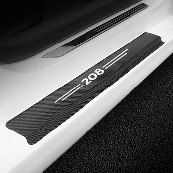 Za Peugeot 208 Vrata Avtomobila Polico Stražar Nalepke Film 4PCS Anti Scratch Ogljikovih Vlaken Auto Izvažajo Pedal Varovala Kritje Nalepko Dodatki