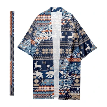 Moške Japonski Dolgo Kimono Tradicionalnih Trak Plošče Kimono Jopico Samurai kopalni Plašči Kimono Rokavi Yukata Jakno Plašč 3