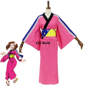 Boku Ni Junak Univerzami Moj Junak Univerzami Uraraka Ochako Srčkan Kimono Enotno Obleko, Obleko Anime Cosplay Kostumi