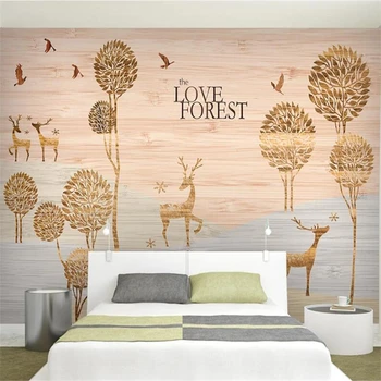 Ozadje po meri 3d фотообои velika zidana nordijska elk lesa zrn v ozadju stene dnevna soba, spalnica cafe dekorativno slikarstvo обои