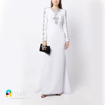 Amelia A-Line O Izrez Prom Oblačenja Dolgimi Rokavi, Z Gleženj Dolžina Večerno Obleko Z Ženskami Svate Formalno Halje Arabija