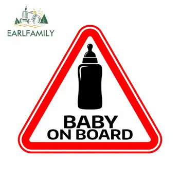 EARLFAMILY 13cm x 11.6 cm Baby on Board Prijavite z otroško Stekleničko Avto Nalepke Smešno Avto Odbijača Okno Omarico Nalepko Nič Dokaz