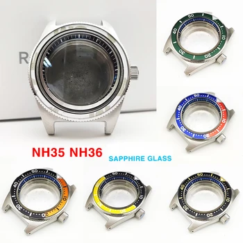 40 mm Watch Primeru Sapphire Kristalno Spremenjen Watch Pribor za NH35A/ NH36A Gibanje Črno Poglavje Obroč Watch Primeru