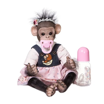 46 cm Prerojeni Orangutans Srčkan Baby Doll Ročno izdelan Podroben Slikarstvo Premie Velikost Črna Opica Zbirateljske Umetnosti Lutka