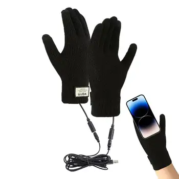 Rokavice za zaslon na Dotik USB Ogrevano Touchscreen Rokavice Proti Drsenju Ogrevane Rokavice Roke Toplo Toplotne Rokavice Za Pohodništvo Vožnje Teče