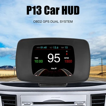 OBD2 GPS P13 Glavo Gor Zaslon Smart Avto HUD Metra, Temperatura Vode Napetost Varnostni Alarm Digitalni Števec Auto Display