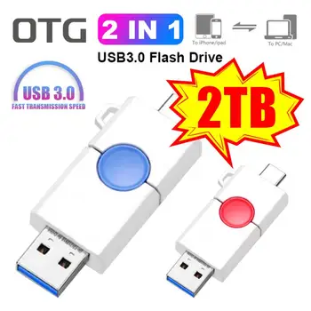 2TB Pendrive ključ USB OTG 128GB USB Flash Drive 2-v-1 Pero Disk 1TB USB Memory Stick Palec Pogon Brezplačna Dostava Za PC