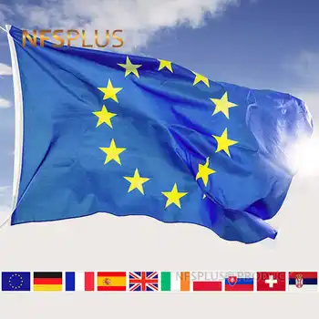Evropske Unije, Zastava EU, združeno KRALJESTVO Francija Nemčija Španija 90x150cm Poliester Natisnjeni Doma Deccorative Državne Zastave in Transparenti