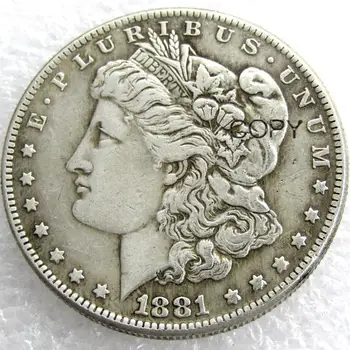 NAS Kovancev 1881 P/S/CC/O Morgan Dolar kopijo Kovancev Silver Plated
