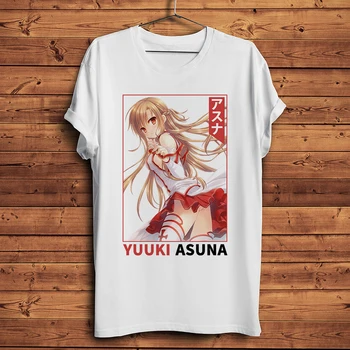 SAO Yuuki Asuna Yuki Smešno waifu Anime Tshirt Moški Poletje Nova Bela Športna T Majica Homme Ulične Unisex Tee Meč Umetnosti