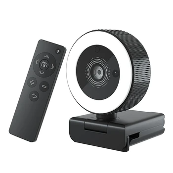 1Set HD USB Webcam Daljinski upravljalnik Fill Light Prenosni Black 2K Samodejno Ostrenje Računalnik Webcam