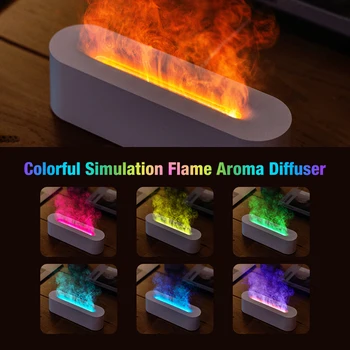 Plamen Aromo Difuzor Zraka Vlažilnik Ultrazvočni Kul Megle Maker Fogger Led Eterično Olje Difuzor 7-barva Plamena Vlažilnik