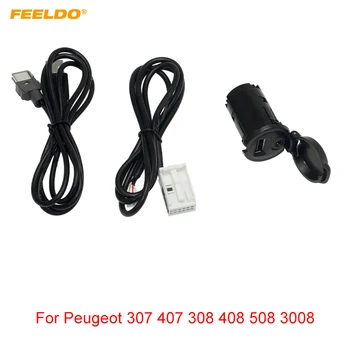 FEELDO Avtomobilski Stereo AUX USB Stikala 12Pin+4pin USB, AUX Avdio Kabel Za Peugeot 307 308 407 408 508 3008 AUX Adapter