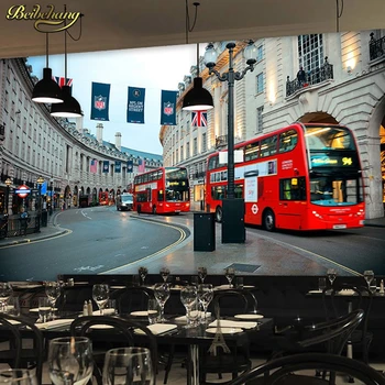 beibehang Evropske Retro slogu London avtobus ozadje restavracija, lounge bar, kavarna ozadje ozadje velikih brezhibno zidana