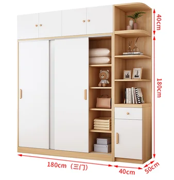 Preprost omaro gospodinjski spalnica obešanje garderobe, mala drsna vrata, omaro za najem stanovanja