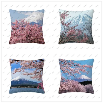 Sakura Mount Fuji Blazino kritje dekoracijo kavč doma 45x45cm darilo počitnice dvostranski kratek plišastih zapnite nazaj blazine