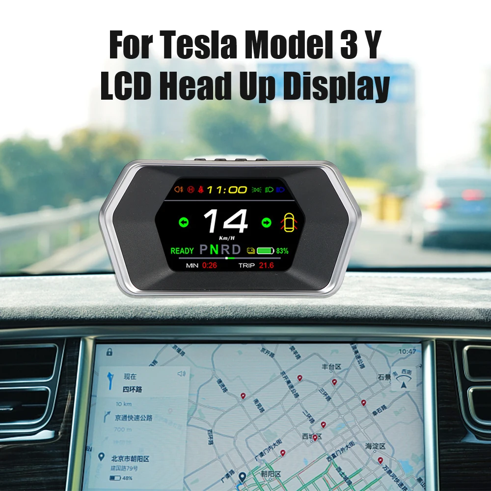 Avto Smart HUD Gauge merilnik Hitrosti T17 Svetlobe Poziv Varnost, Alarm, Čas Vožnje Hitrost Kazalnika Head Up Display Za Tesla Model 3 Y 0