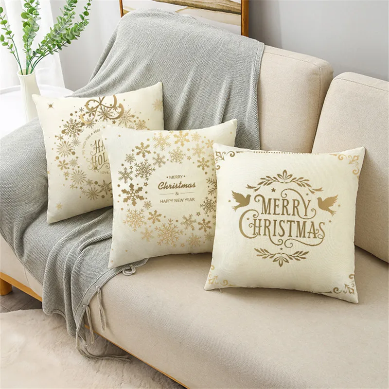 Božič zlata snežinka perilo natisnjeni vzorec kavč, blazine cover prevleke doma dekoracijo stranka avto posteljnina 3