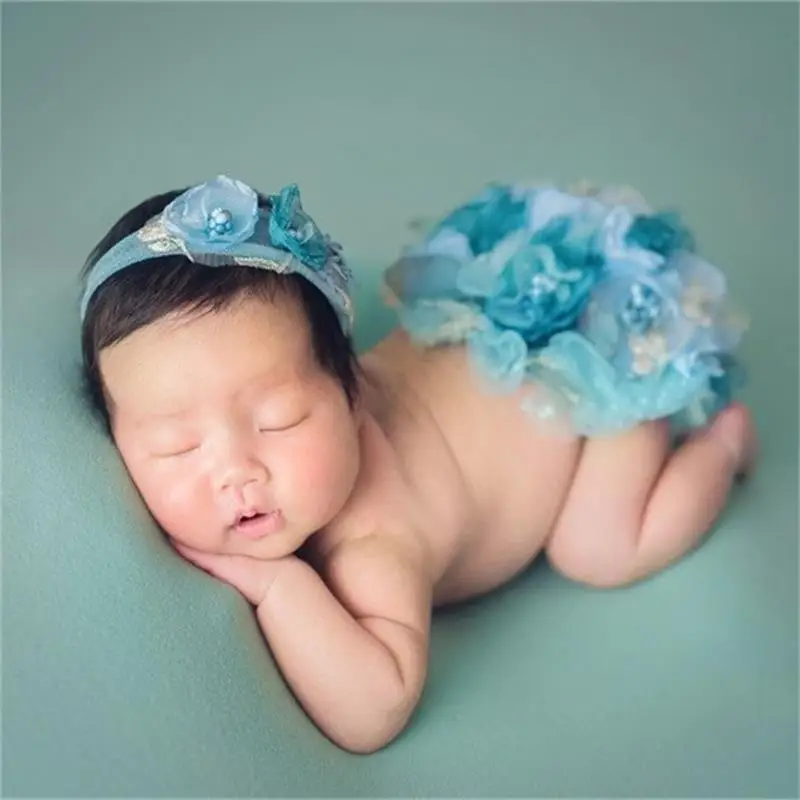Novorojenček Fotografija Oblačila Baby One-Mesec-Stare Fotografije cvet heaband krog Cvetlični Blazine komplet Dojenček Photograp Rekviziti dodatki 1