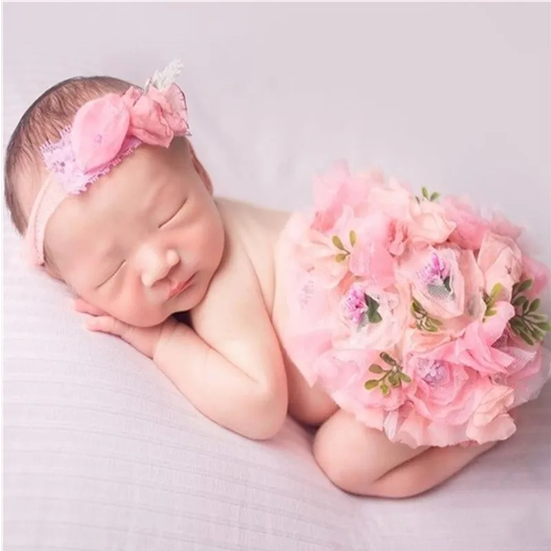 Novorojenček Fotografija Oblačila Baby One-Mesec-Stare Fotografije cvet heaband krog Cvetlični Blazine komplet Dojenček Photograp Rekviziti dodatki 3
