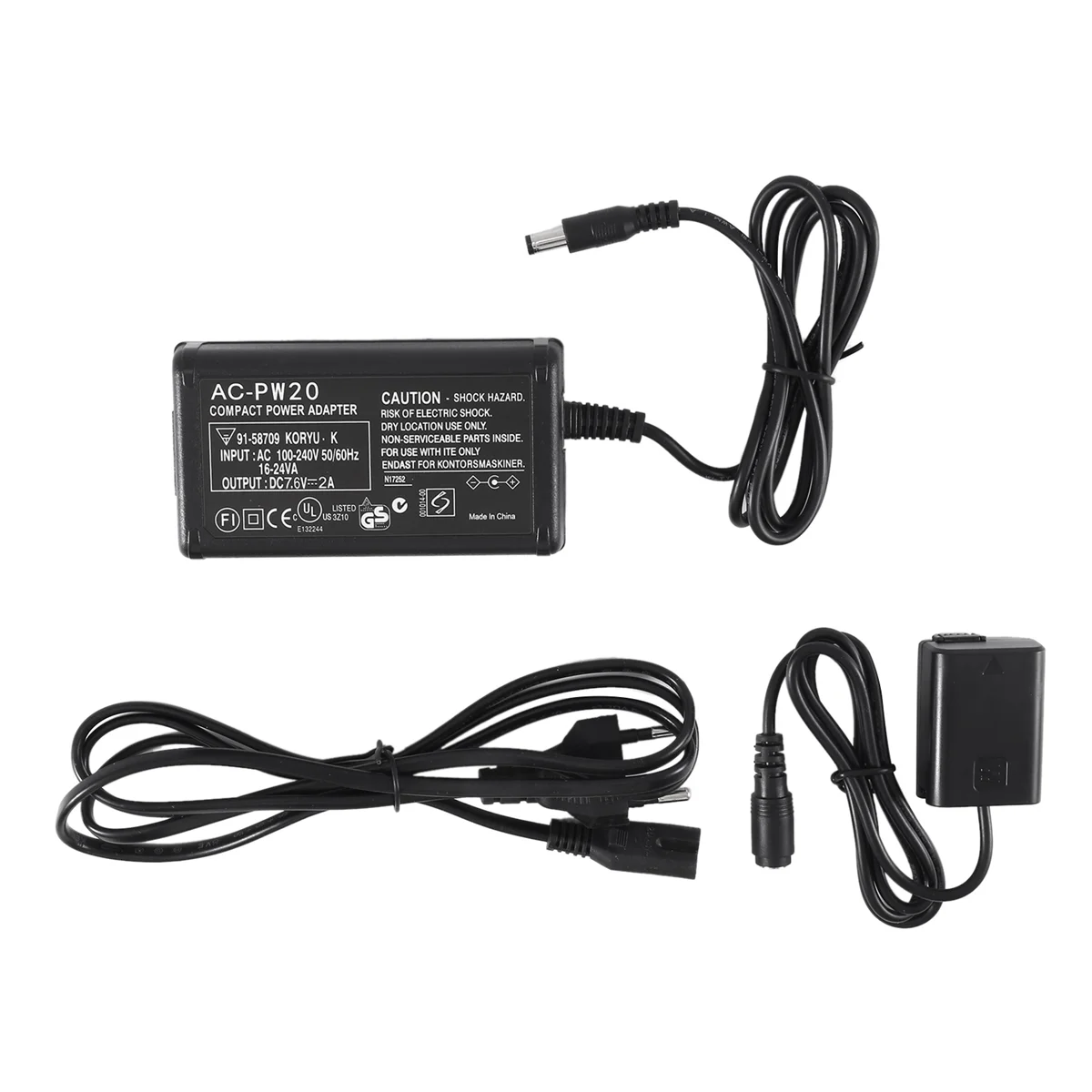 Primerna za Sony NEX Mikro-En Zunanji Napajalnik AC-PW20 Polnilnik baterij 3-Delni Set-EU Plug 0