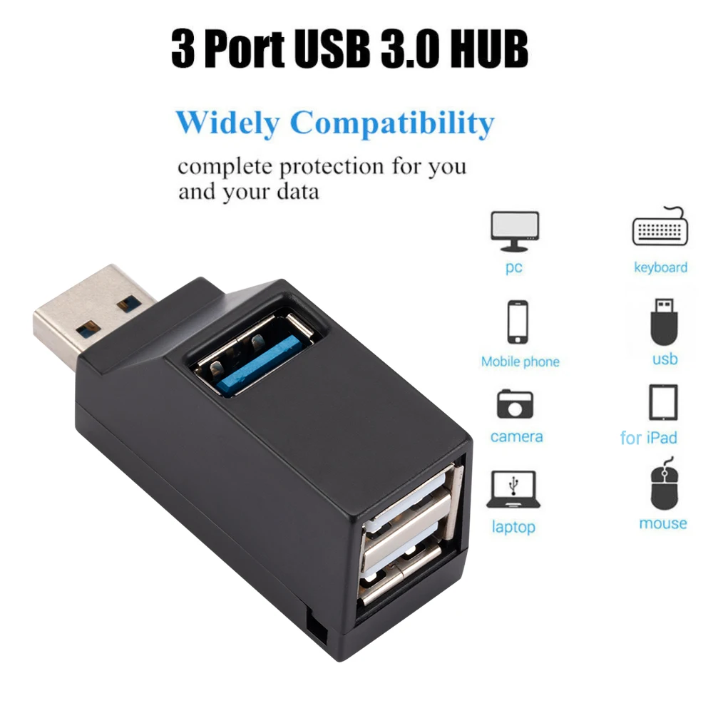 USB 3.0 /2.0 HUB Podaljšek Adapter Mini Splitter 3 Vrata Visoke Hitrosti, U Disk Reader za Prenosni RAČUNALNIK Macbook Mobilni Telefon Dodatki 1