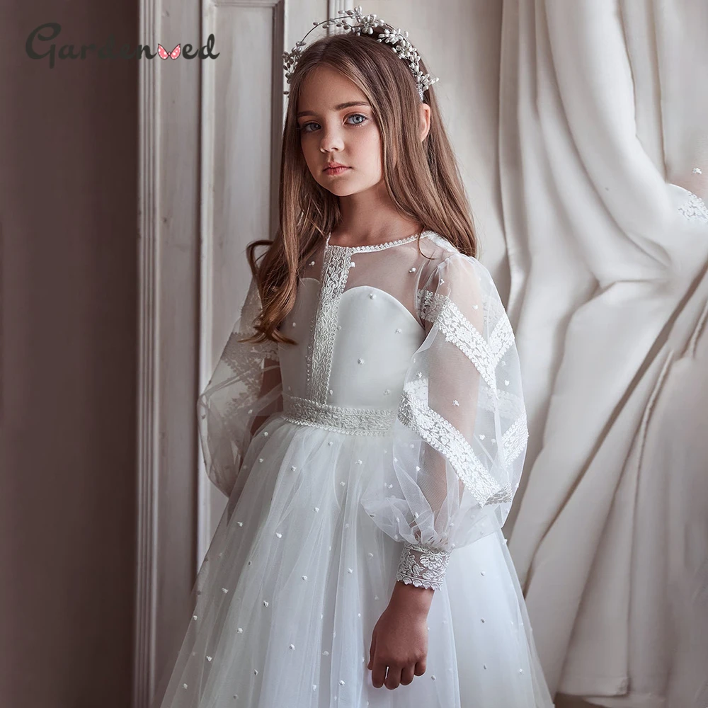 Čipke Zabuhle Roža Punca Obleke za Poroke Princesa Otroci Večer Stranka Maturantski Prvo Obhajilo Praznik Rojstni dan Elegantno Žogo Halje 3