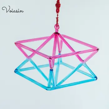 5~10palčni Pink+ Modra Quartz Crystal Petje Piramida, Zdravljenje Glasbeni Instrument, Novo Clour za Zvok Zdravilne Meditacije z Vrečko