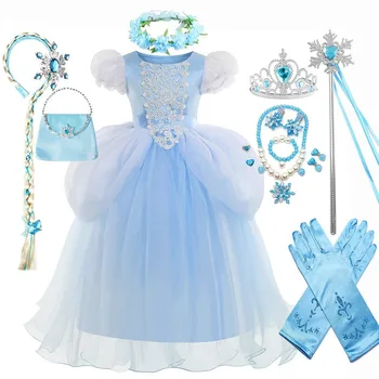 Princesa Elsa Obleka za Halloween Kostumi za Otroke Temo Obleke, Zamrznjeno, Rojstni dan Očesa Žogo Obleke Vestidos Sparkly Zamrznjeno