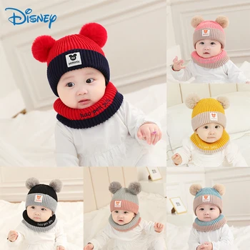 Disney Mickey Mouse otroške Risanke Pleteno Kapo, Šal Obleko Luštna Otroška Animacija Fant Dekle Kapa za Malčke Lobanja Skp, Pozimi Toplo