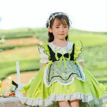 Španski Lolita Obleko Dekle Visoko Kakovost Tiskanja Princesa Obleko Otrok Vezenje Vestidos Otroci Stranka Bombaž Obleko Wz1170