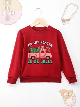 Tis Sezone, Ki Se Jolly Otroci Majica Rdeče Božič Moda Evropske Ameriški Stil Fant Dekle Oblačila 2-14 Leto Otroški Pulover S Kapuco