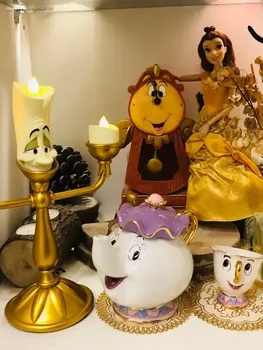 Nove Disney Lepotica In Zver Figuric Cogsworth G. Ura Lumiere Sveče Žarnice Kip, Slika Domov Dekoracijo Modela Darilo