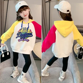 2023 Korejski Pomlad Jesen Otroci Hooded Zgornji Del Najstniki Dekle Puloverju Puloverji, Oblačila Najstnik Dekle Z Dolgimi Rokavi Športne Majice
