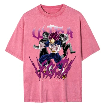 Moški Oprati T-Shirt Hip Hop Ulične Roza Anime Dragon Ball T Shirt Harajuku Bombaž Priložnostne Tshirt Poletje Kratek Rokav Vrhovi