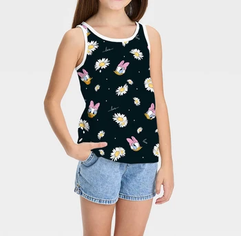 Otroška oblačila priložnostne poletje brez rokavov telovnik natisni Disney Donald Duck Daisy naramnice dekleta T-shirt risanka športnih vrh