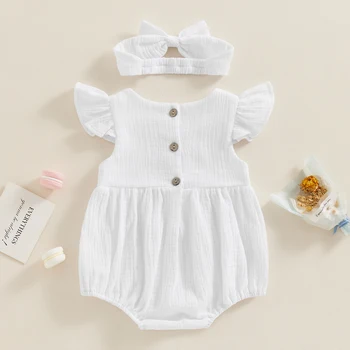 Baby Girl Obleke Novorojenčka Bombaž Perilo Romper Malčka Poletnih Oblačil Vintage Dojenčka Ruffle Bodysuit