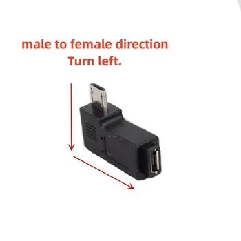 90 stopinj v levo ovinek MICRO USB revolucije MICRO USB ženski adapter extension glavo USB adapter, priključek za polnjenje podatkov
