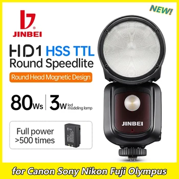JINBEI HD-1 TTL HSS Speedlite Krog Glave Bliskavice, visoka hitrost Sinhroni TTL fill light Za Canon Nikon Panasonic Fuji