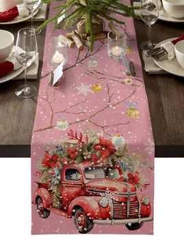 Božični Kroglice Akvarel Tovornjaki Snežinke Namizne Tekače Poroko Jedilno Mizo Kritje Krpo Placemat Napkin Domači Kuhinji Dekor
