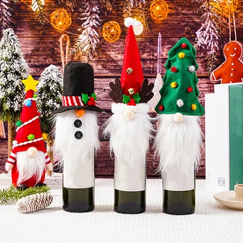 Božični Okrasek, Vina, Steklenico Kritje Steklenico Vina Vrečko Imetniki Božič Darilo Za Novo Leto Stranka Mizi Dekor