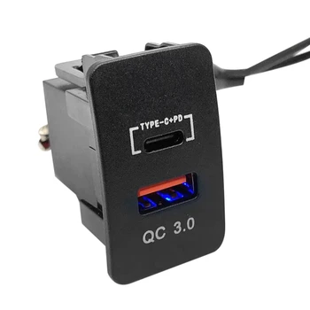 36W Dvojno USB Hitro Adapter za Polnilnik QC3.0 Tip C+PD nadzorna plošča Socket LED Voltmeter za Honda CIVIC, Accord HR-V JAZZ MESTO