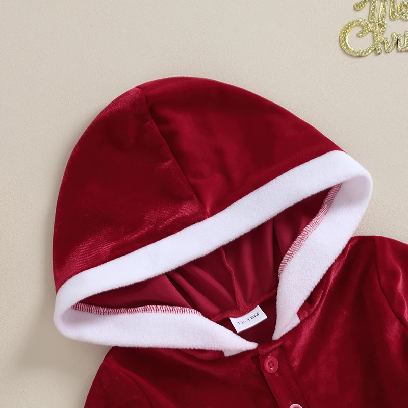 Božič Baby Obleko Za Dekle z Dolgimi Rokavi Ruffle Obleko Hooded Mozaik A-line Obleko za Stranko 3