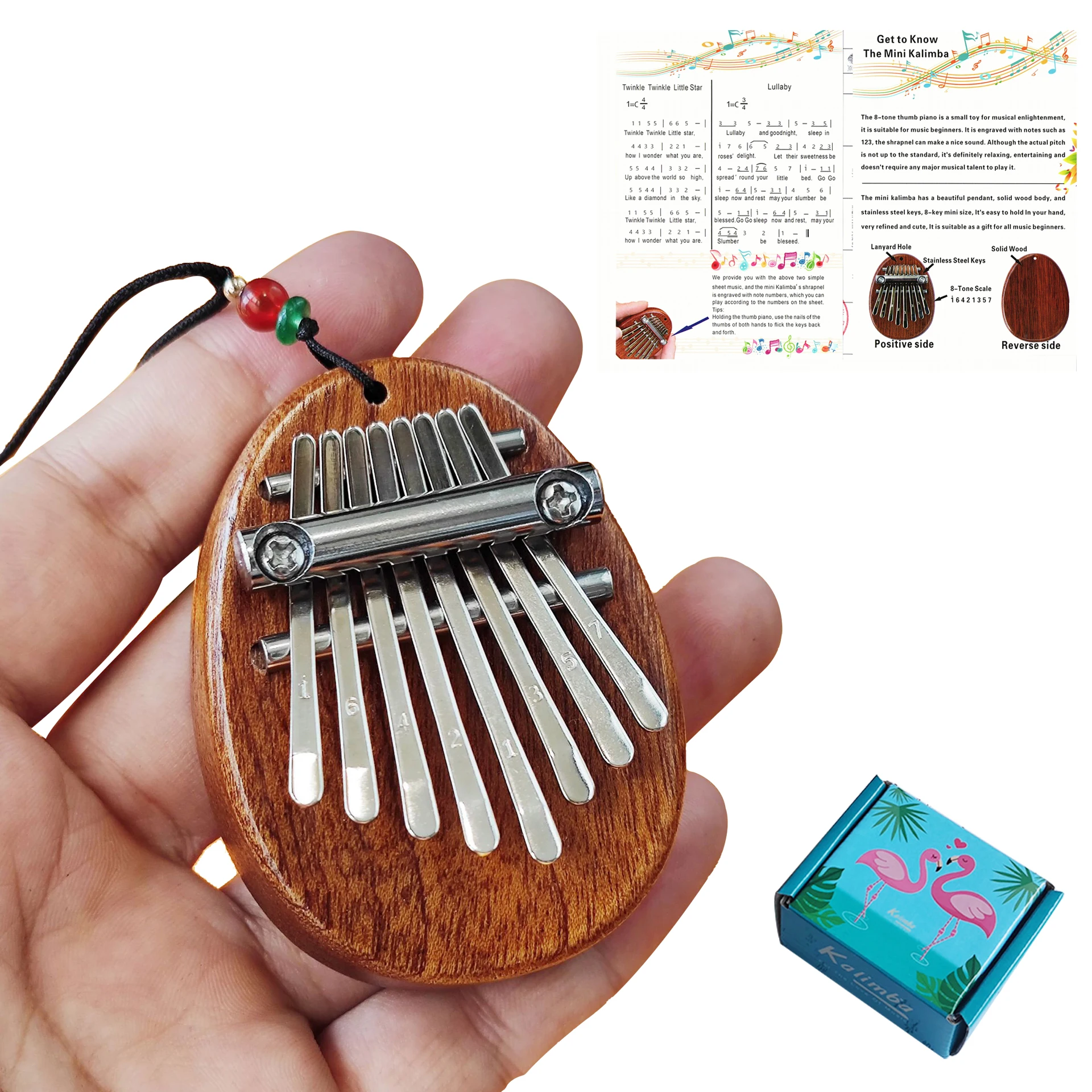 Kalimba 8 Ključni Palec Klavir Prenosni Prst Klavir Otroci Glasbeni Instrument Mbira Darilo Lesenih/Akril Glasbila, Obesek 0