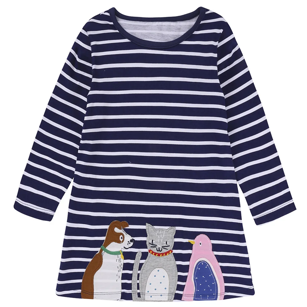 Otroci Poletne Obleke 2021 Dolg Rokav Obleka za Dekleta Trak Risanka otroška Oblačila 1